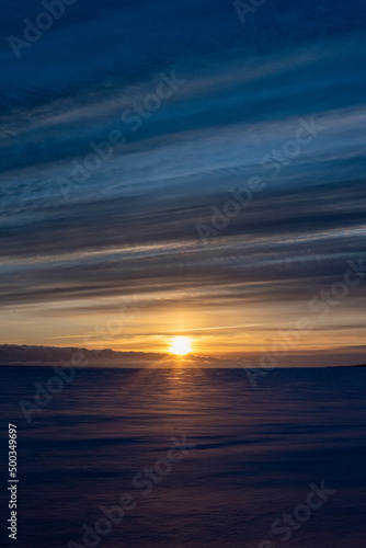 Sunrise over frozen Lake Huron