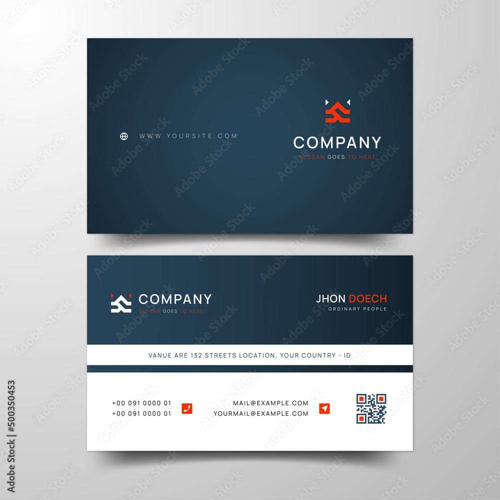 red and dark blue modern professional business card template