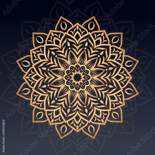 Mandala design with ornament on black background © enchant_design