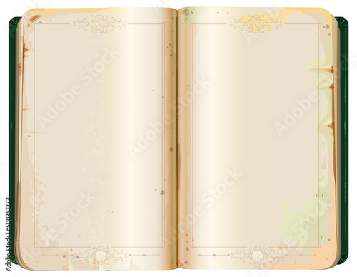Old open book template blank page vector illustration