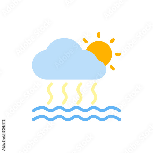 the icon of evaporation of sea water before it becomes rain, a blessing that Allah has sent down to believers as well as a test for humans. suitable for presentations, web and mobile applications