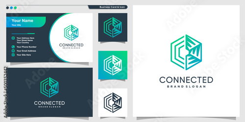 Connect logo design with creative abstract concept Premium Vector