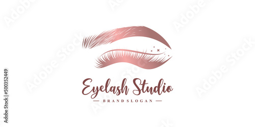 Beauty eyelash logo design Premium Vector