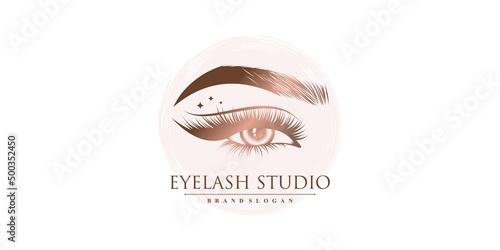 Beauty eyelash logo design Premium Vector