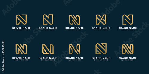 Letter N logo collection with creative design Premium Vector