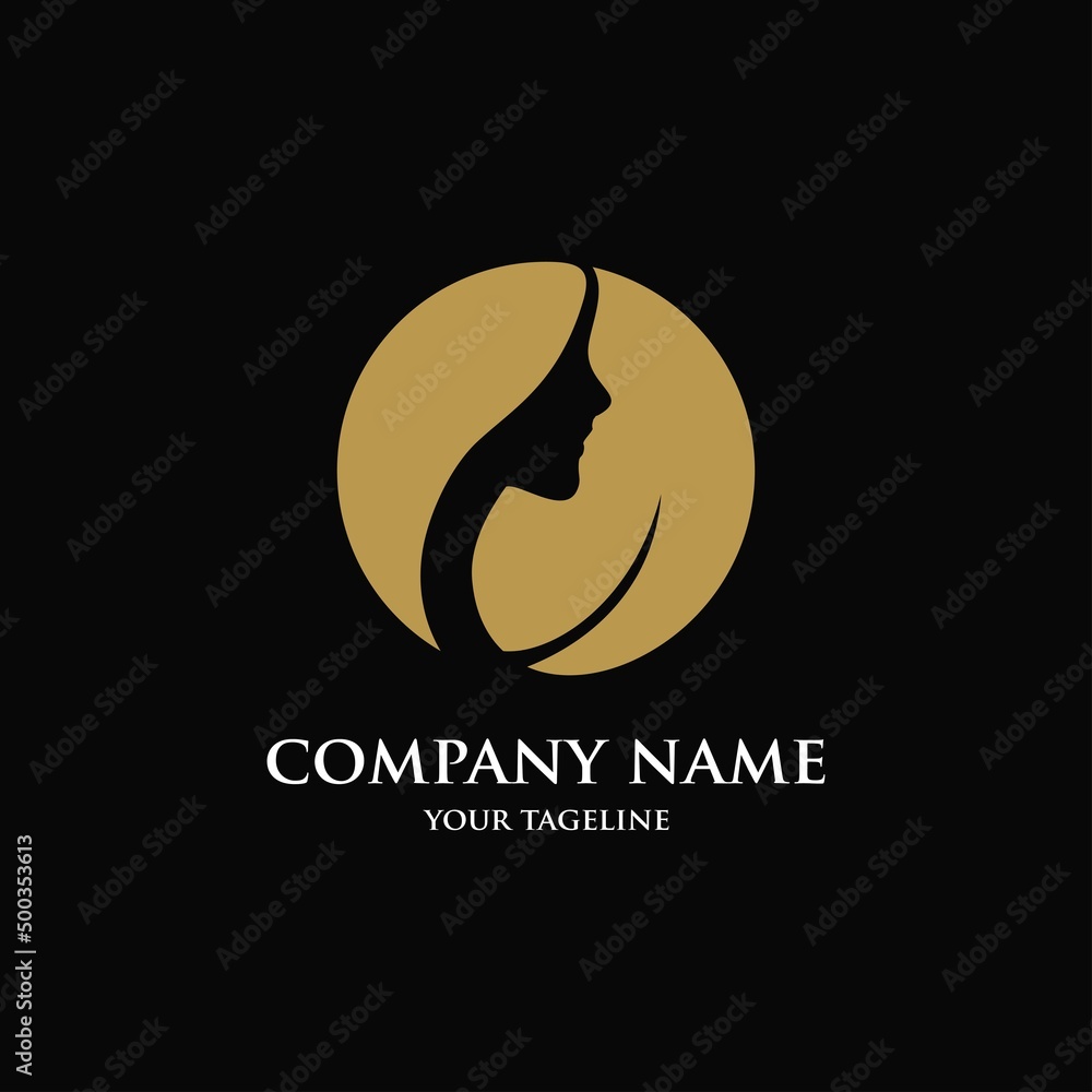 illustration of a natural female face symbol of leaves gold illustration of a natural female face symbol of leaves gold