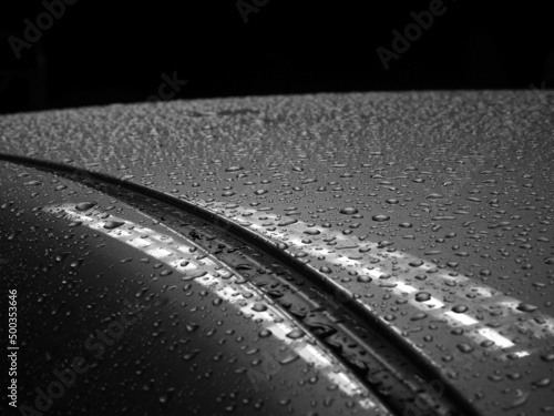 drops of water on the car after rain