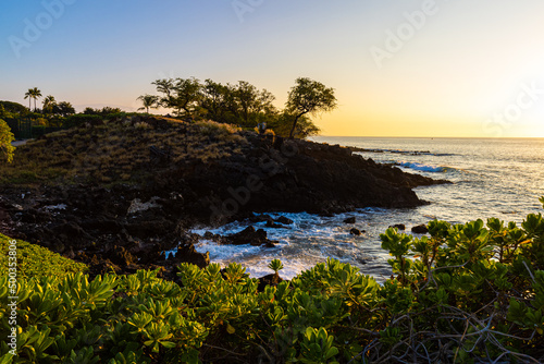 Waves Crashing Against The Lava Cliffs Below The Ala Kahakai Trail National Historic Trail, Hawaii Island, Hawaii, USA photo