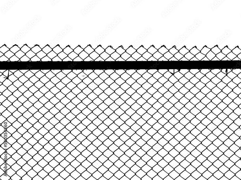Fototapeta premium Decorative wire mesh of fence isolated on white background