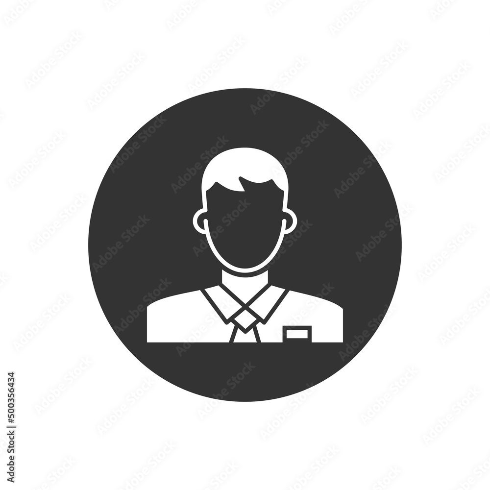 Business man related vector line icon. Male face silhouette with office suit and tie. User avatar profile. Employee sign. Vector illustration. Business man related vector line icon. Male face silhouette with office suit and tie. User avatar profile. Employee sign. Vector illustration.