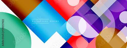 Beautiful abstract background. Circles, triangle shapes, and squares. Minimal geometric template for wallpaper, banner, background or landing