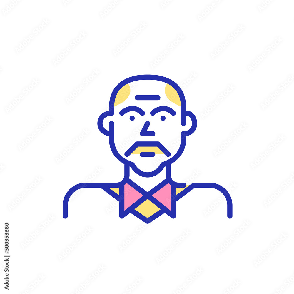 Working professional middle-aged man. Pixel perfect, editable stroke fun color icon Working professional middle-aged man. Pixel perfect, editable stroke fun color icon