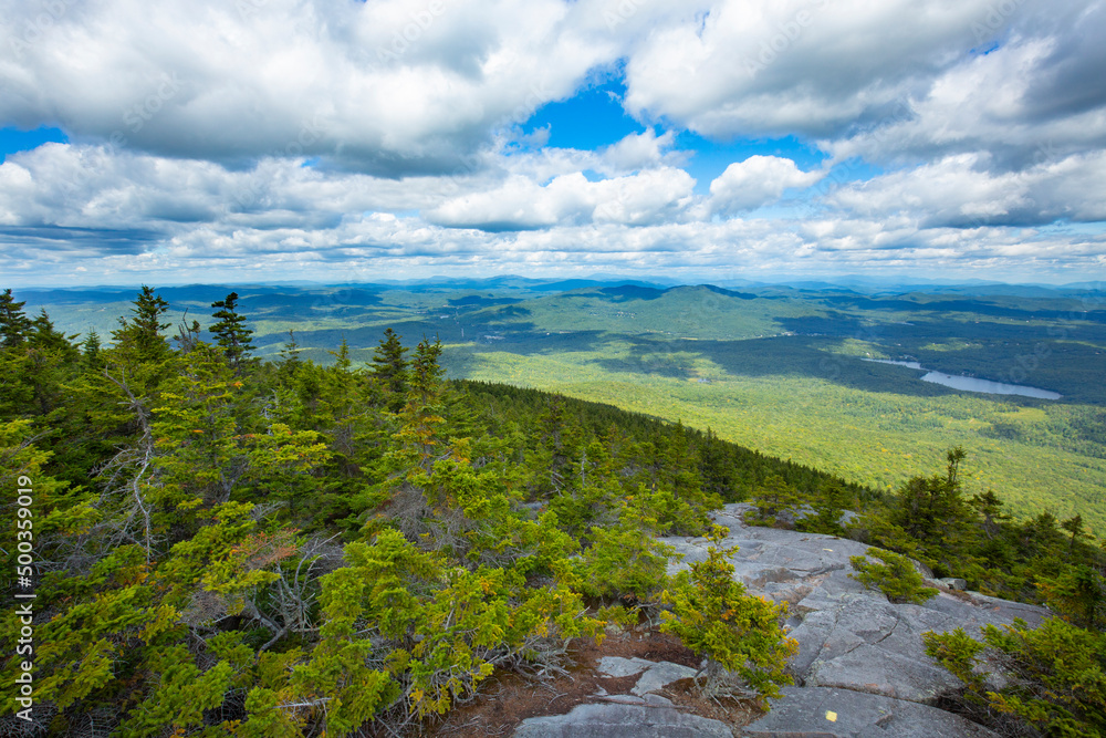 Cumulus clouds over the summit of Mount Kearsarge, New Hampshire.