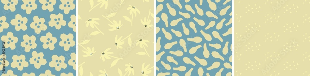 Set of floral vector seamless patterns. Bright abstract background Set of floral vector seamless patterns. Bright abstract background