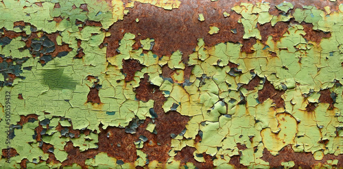 rust metal with crack of dry green paint texture photo