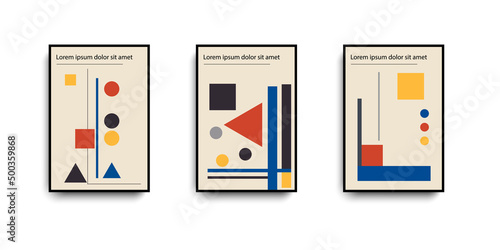 Bauhaus fashion background set. Geometric pattern Bauhaus background.