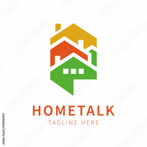 chat logo illustration with house shape