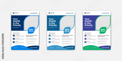 Medical healthcare corporate business flyer template or medical healthcare cover a4 flyer design print template