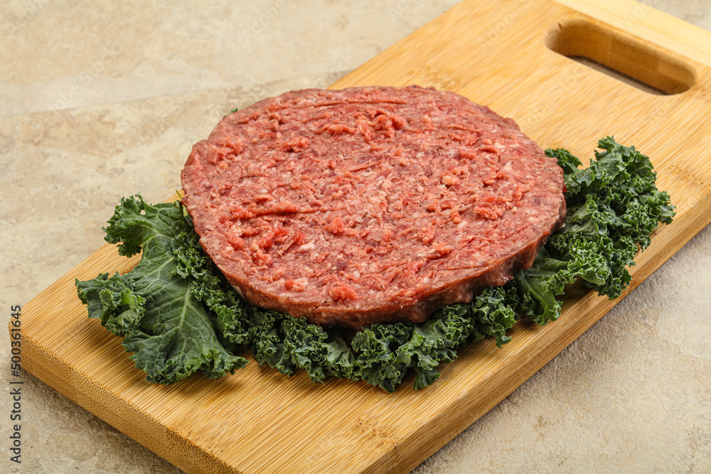 Raw beef burger cutlet for burger Raw beef burger cutlet for burger