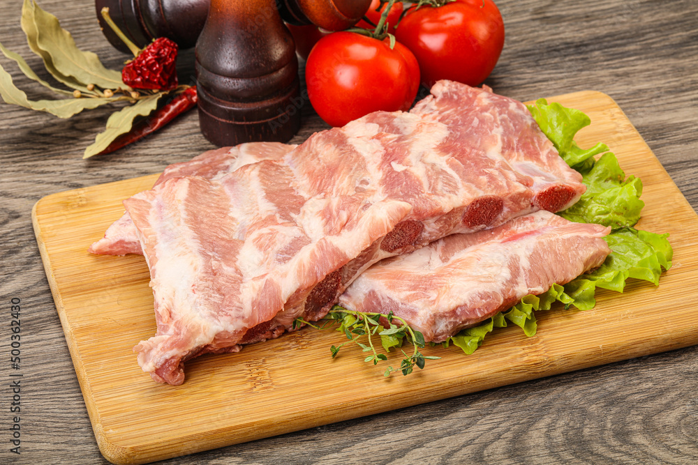 Raw pork ribs for cooking