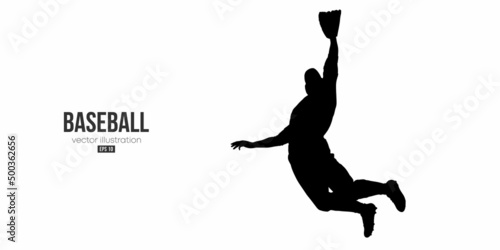 Abstract silhouette of a baseball player on white background. Baseball player batter hits the ball. Vector illustration