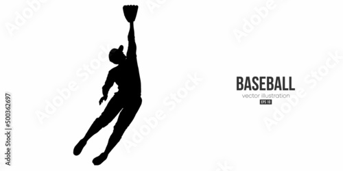Abstract silhouette of a baseball player on white background. Baseball player batter hits the ball. Vector illustration