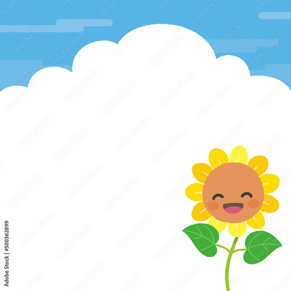 夏空の背景 かわいいひまわり キャラクター 笑顔 正方形 Stock Vector Adobe Stock 夏空の背景 かわいいひまわり キャラクター 笑顔 正方形 Stock Vector Adobe Stock