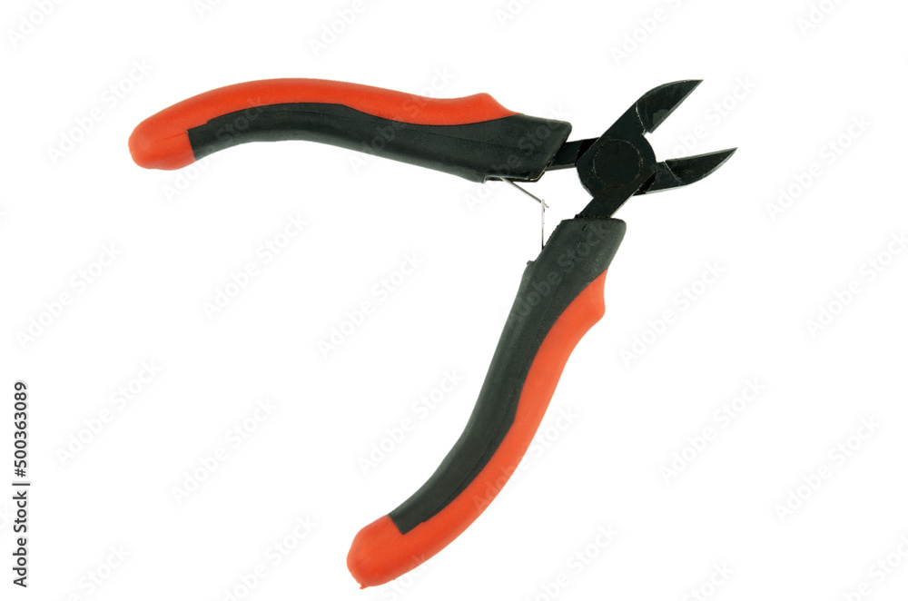 Side wire cutters isolated on white background with clipping path Side wire cutters isolated on white background with clipping path