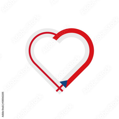 unity concept. heart ribbon icon of england and czech republic flags. vector illustration isolated on white background
