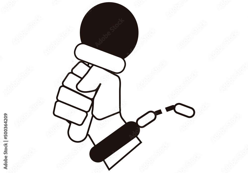 Icono de mano con micrófono por la libertad de prensa.