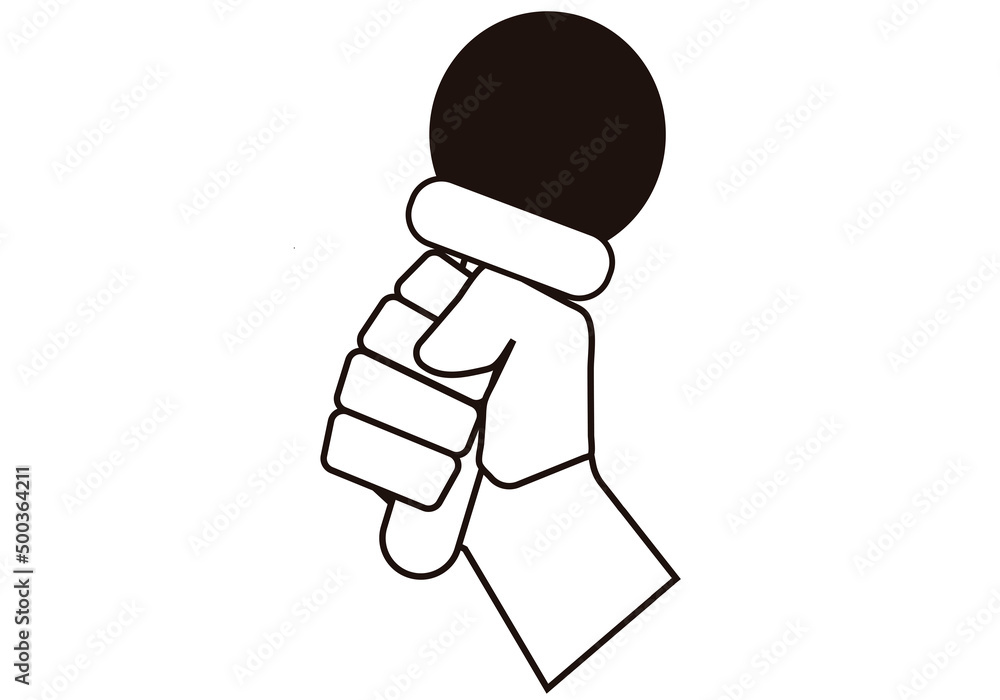 Icono de mano con micrófono por la libertad de prensa. Icono de mano con micrófono por la libertad de prensa.