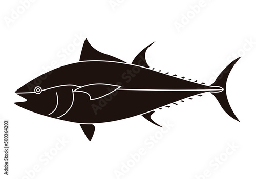 Icono negro de un atún en fondo blanco.