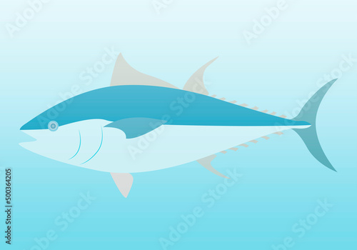 Ilustración de un atún azul del mar. 