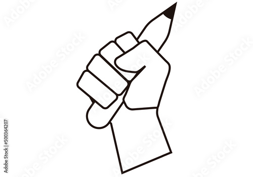 Icono de mano con lápiz por la libertad de prensa. 