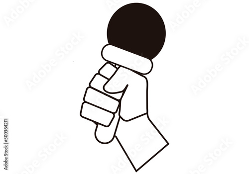 Icono de mano con micrófono por la libertad de prensa.