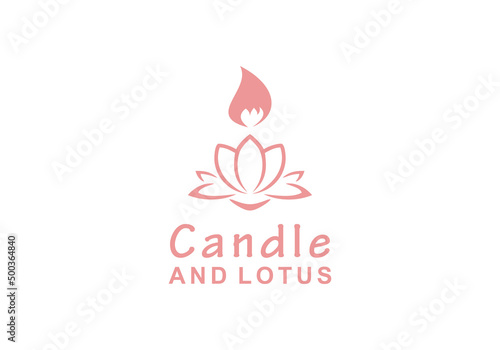 Candle and lotus symbol icon logo design template