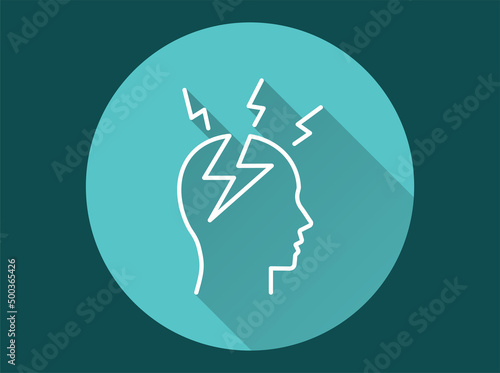 Psychosis icon with long shadow for graphic and web design.