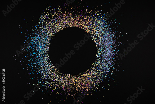 Neon glitter circle with copyspace
