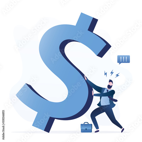Politician or a businessman is trying to keep the dollar exchange rate stable. US currency as global defensive asset. Male trader invests in dollars.
