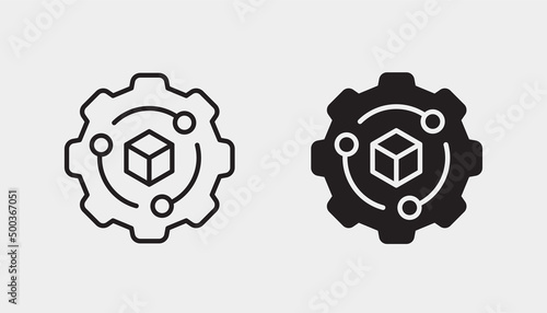 Blockchain technology icon. Black vector illustration isolated on white background.