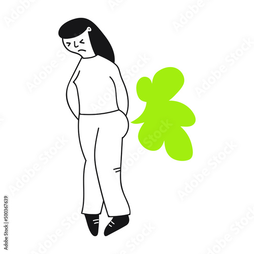 Female fart. Outline icon illustration on white background.
