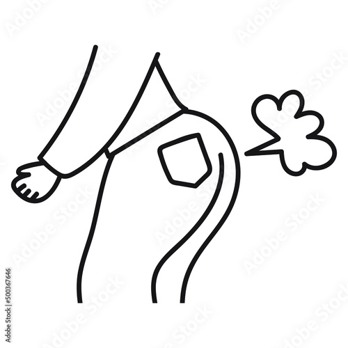 Fart. Funny outline icon. Vector hand drawn illustration on white background.