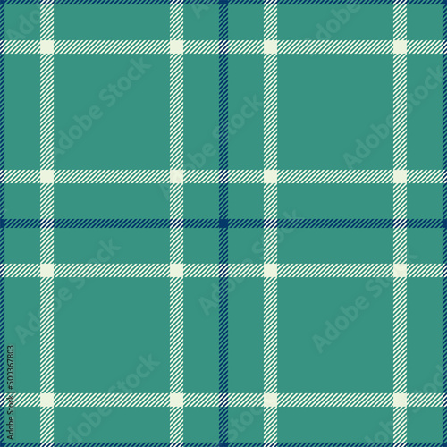 Plaid seamless pattern in green. Check fabric texture. Vector textile print.