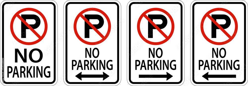 No Parking Sign On White Background No Parking Sign On White Background