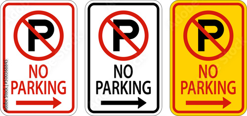 No Parking Right Arrow Sign On White Background