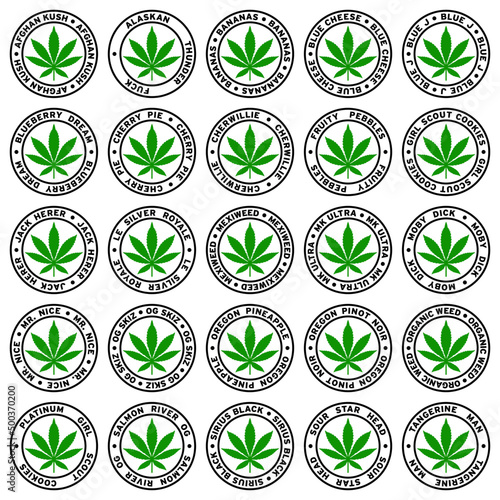 Round Marijuana Strain Clipart Set 6