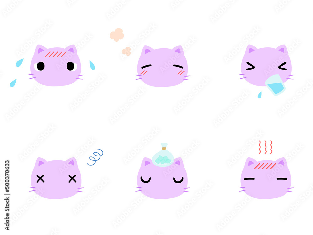 Obraz premium 体調不良 熱中症 ネコ 主線なし