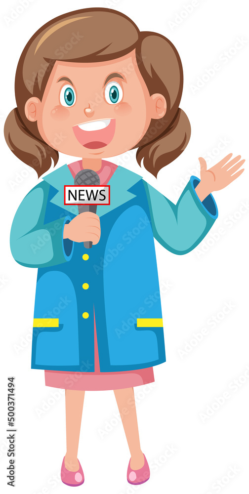 Female news reporter cartoon character Female news reporter cartoon character