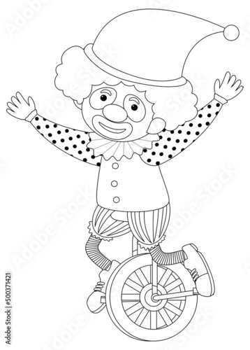 Clown black and white doodle character