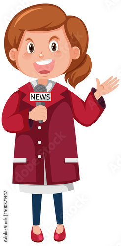 Female news reporter cartoon character